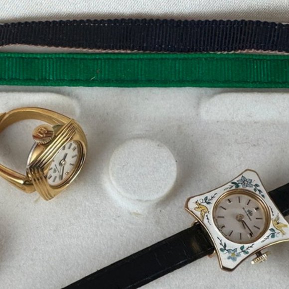 Vintage Swiss Bucherer Windup Ladies Ring and Watch with Interchangeable Bezels - Picture 4 of 8